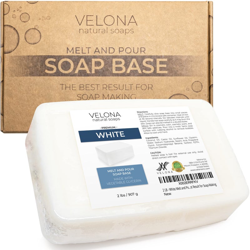 velona 2 LB - White Melt and Pour Soap Base SLS/SLES free | Natural Bars for The Best Result for Soap-Making - Image 1